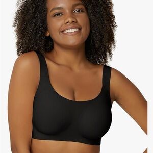 NiiDor NWOT  L BLACK COMFORT GREAT SOFT SUPPORT WIDE WING NO WIRE BRA 36-40BCD